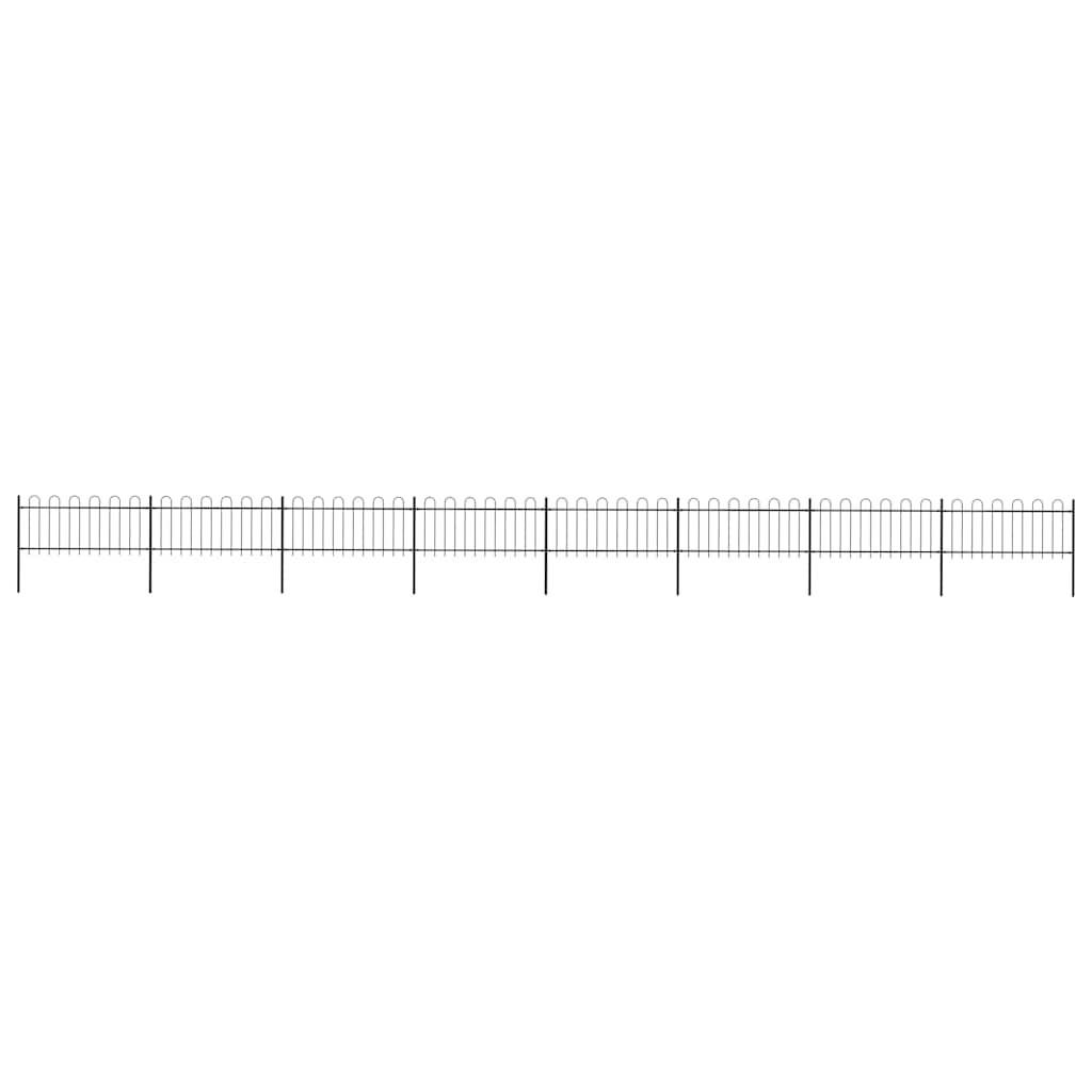 vidaXL Gartenzaun mit Rundbogen Stahl 1426 x 80 cm Schwarz