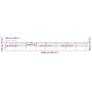 Zahradní plot s obloukem nahoře ocelový 1426 x 80 cm černý - obrázek 5