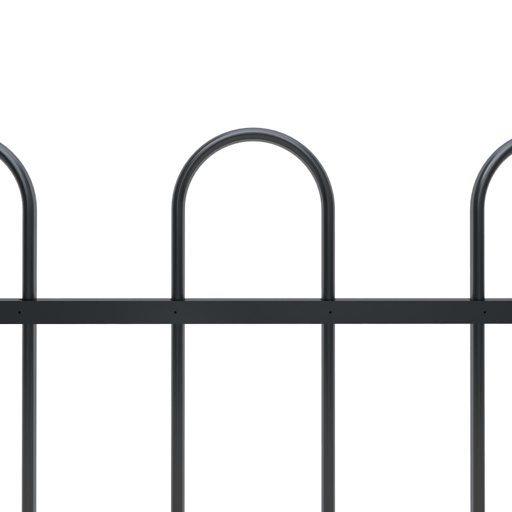 Градинска ограда с извити върхове, стомана, 15,3x0,8 м, черна