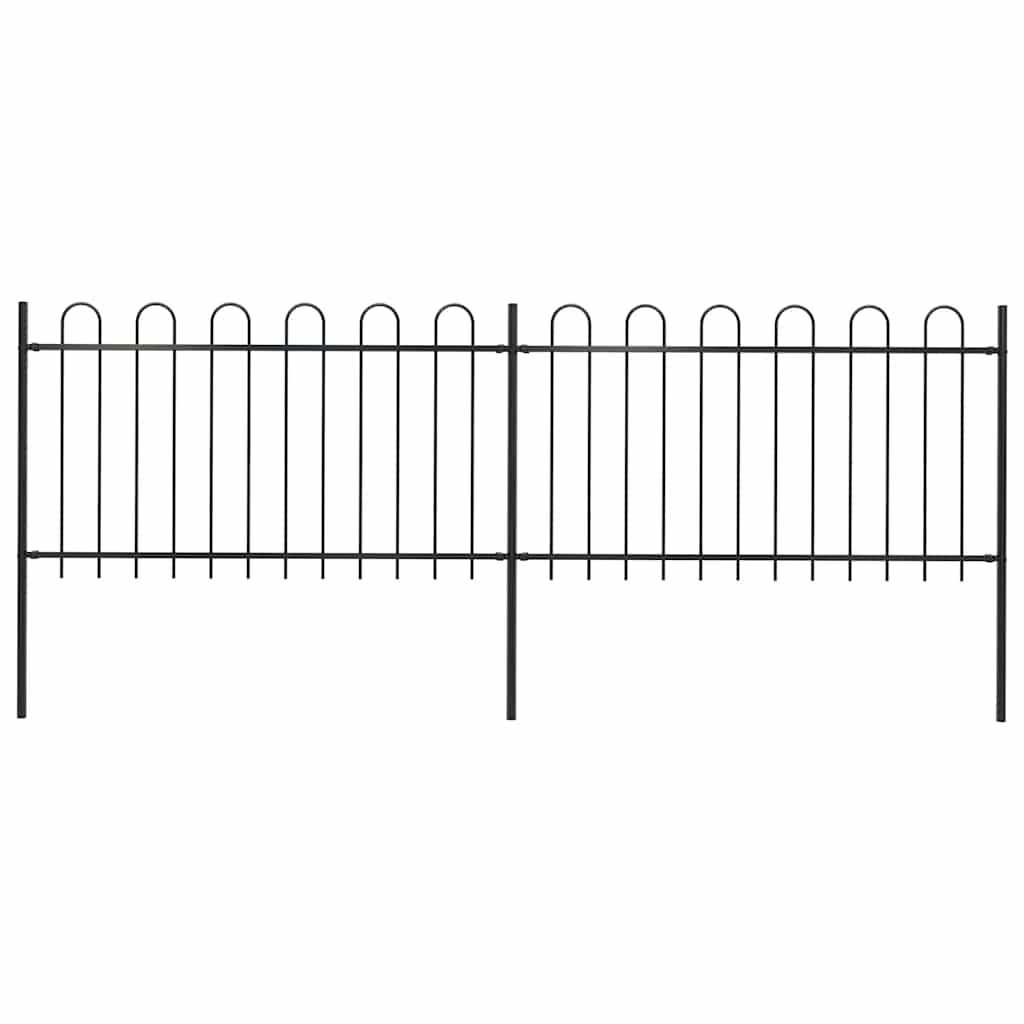 vidaXL Gartenzaun mit Rundbogen Stahl 359 x 100 cm Schwarz