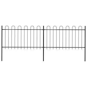 Vrtna ograja z obročem na vrhu jeklo 359x100 cm črna
