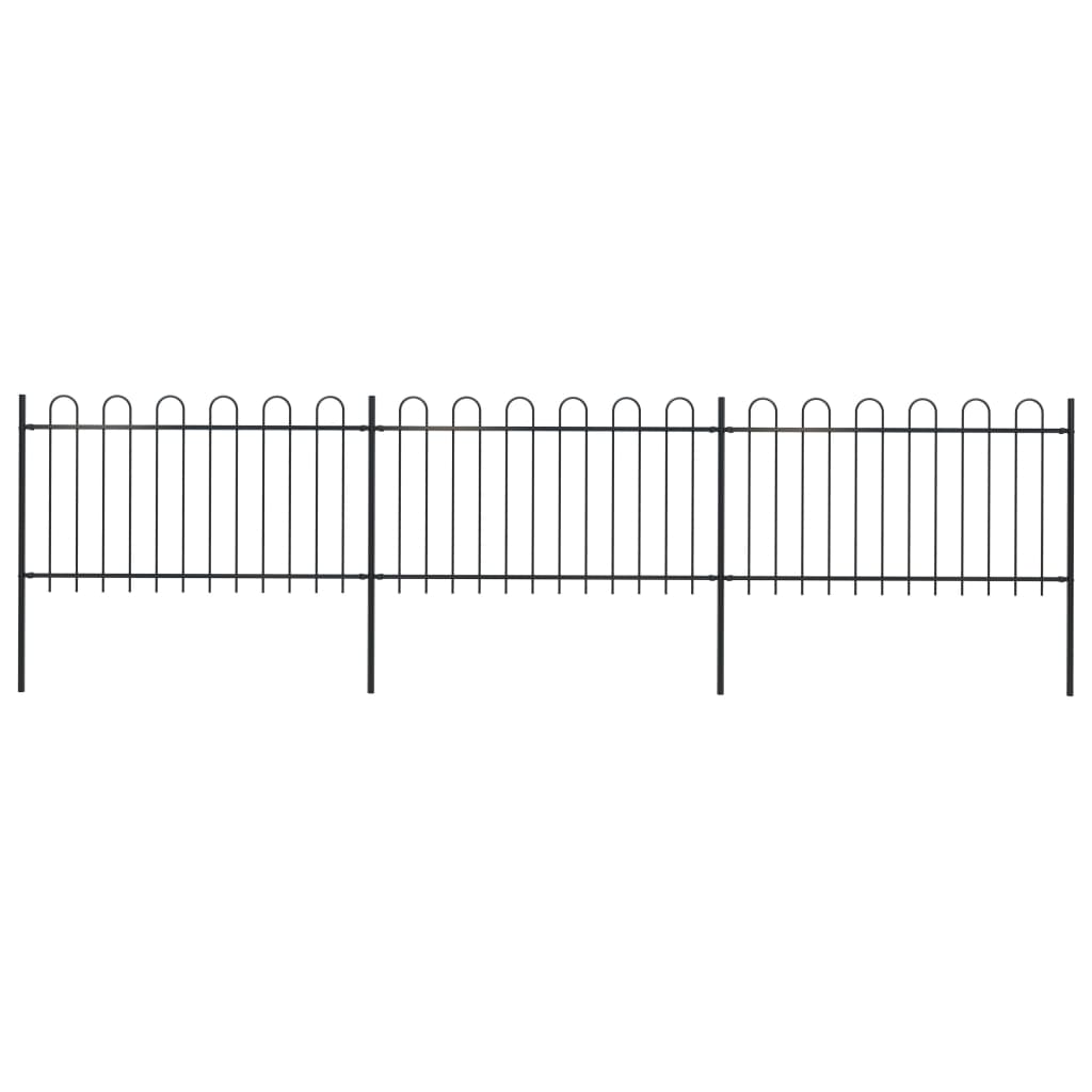 vidaXL Gard de grădină cu vârf curbat, negru, 5,1 x 1 m, oțel vidaXL