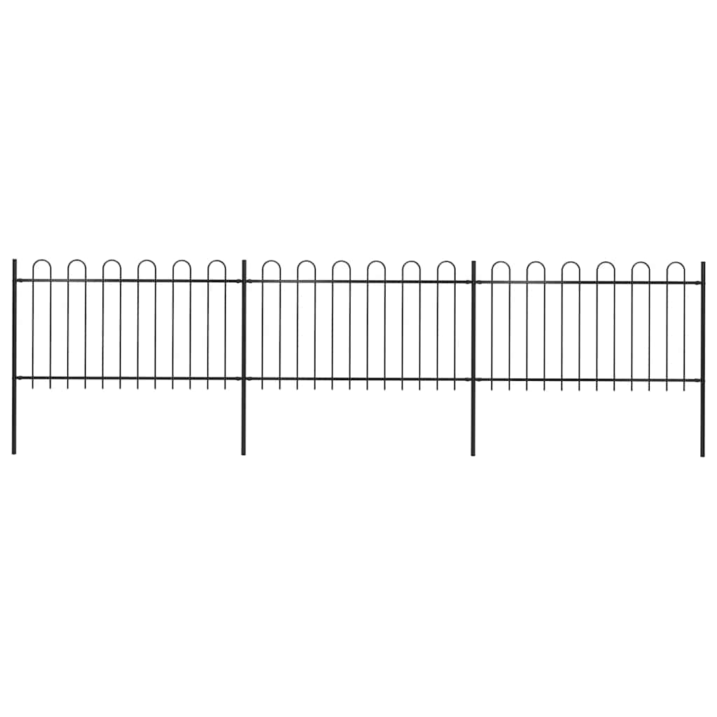 vidaXL Gartenzaun mit Bügel-Design Stahl 5,1 x 1 m Schwarz