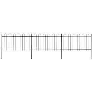Zahradní plot s obloukem nahoře ocelový 537 x 100 cm černý - obrázek 1