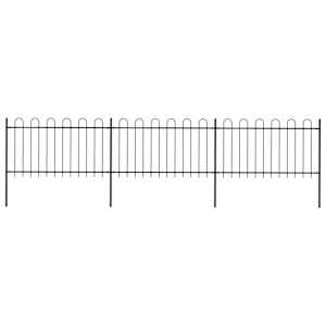 Vrtna ograja z obročem na vrhu jeklo 537x100 cm črna