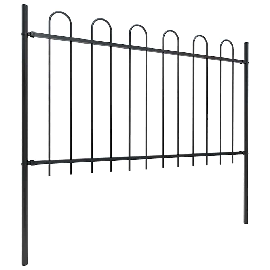 vidaXL fekete acélkerítés karikás tetejű 537 x 100 cm