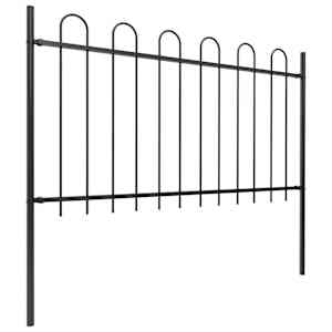 Zahradní plot s obloukem nahoře ocelový 537 x 100 cm černý - obrázek 2