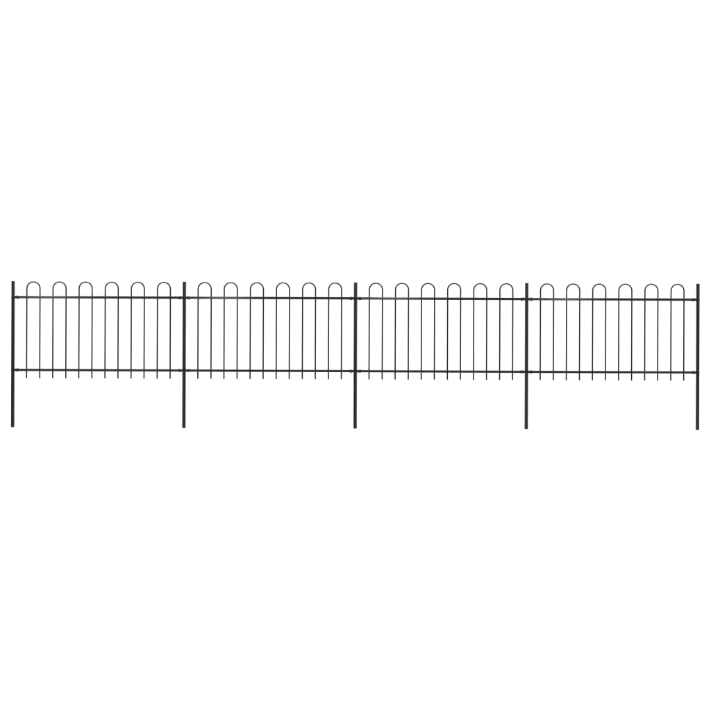 vidaXL Gard de grădină cu vârf curbat, negru, 6,8 x 1 m, oțel 