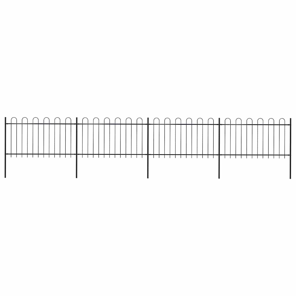 vidaXL Gartenzaun mit Bügel-Design Stahl 6,8 x 1 m Schwarz
