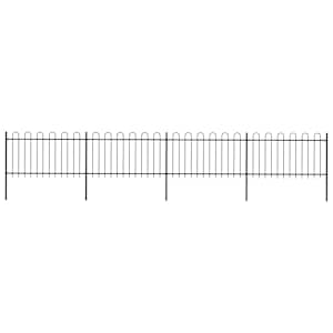 Zahradní plot s obloukem nahoře ocelový 714,5 x 100 cm černý - obrázek 1