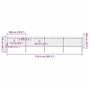 Zahradní plot s obloukem nahoře ocelový 714,5 x 100 cm černý - obrázek 5