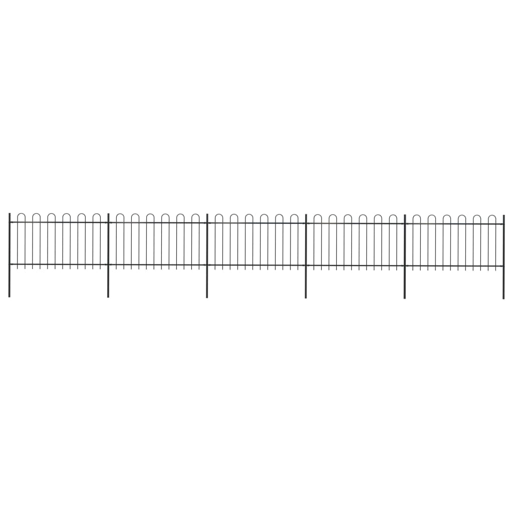 vidaXL Gard de grădină cu vârf curbat, negru, 8,5 x 1 m, oțel vidaXL