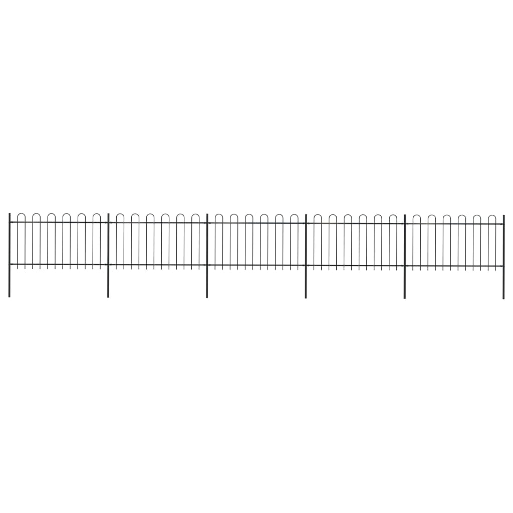 vidaXL Gartenzaun mit Bügel-Design Stahl 8,5 x 1 m Schwarz