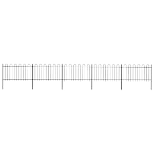 Zahradní plot s obloukem nahoře ocelový 892,5 x 100 cm černý - obrázek 1