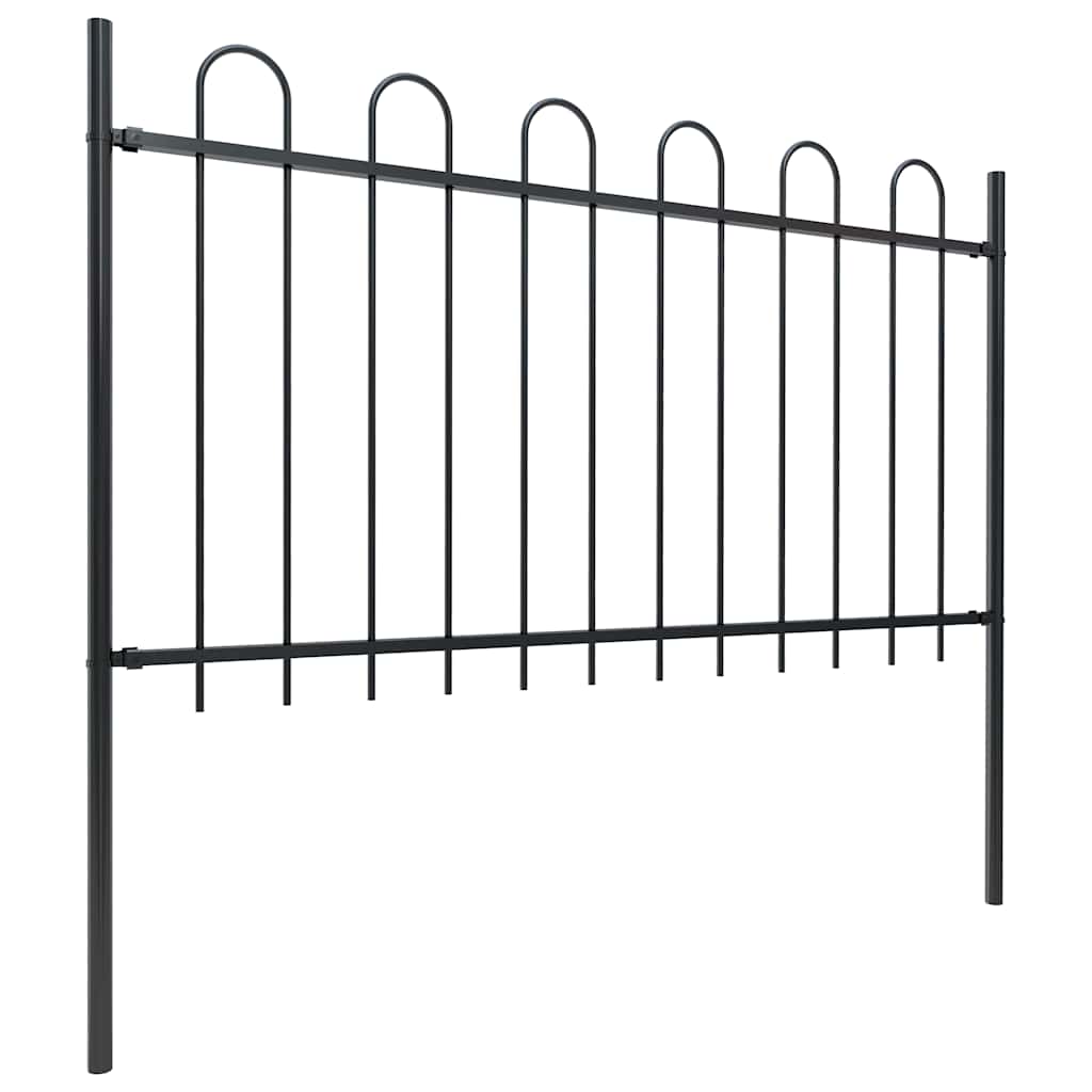 vidaXL fekete acélkerítés karikás tetejű 892,5 x 100 cm