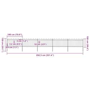 Zahradní plot s obloukem nahoře ocelový 892,5 x 100 cm černý - obrázek 5