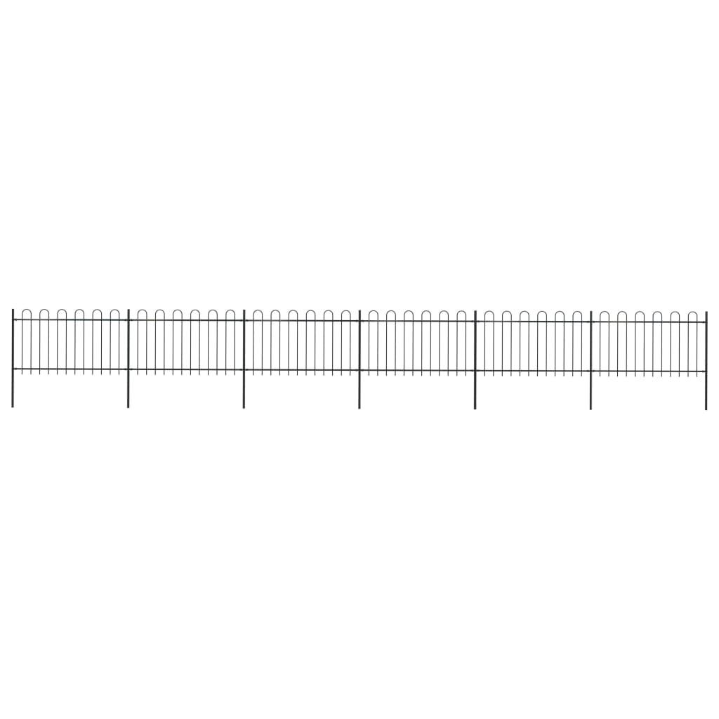 

vidaXL Garden Fence with Hoop Top Steel 33.5' Black