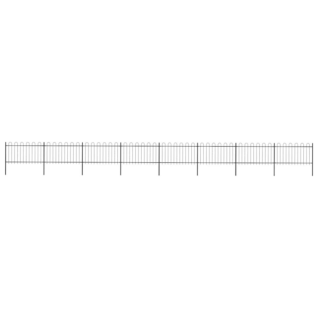 vidaXL Gard de grădină cu vârf circular din oțel, 1426 x 100 cm, negru