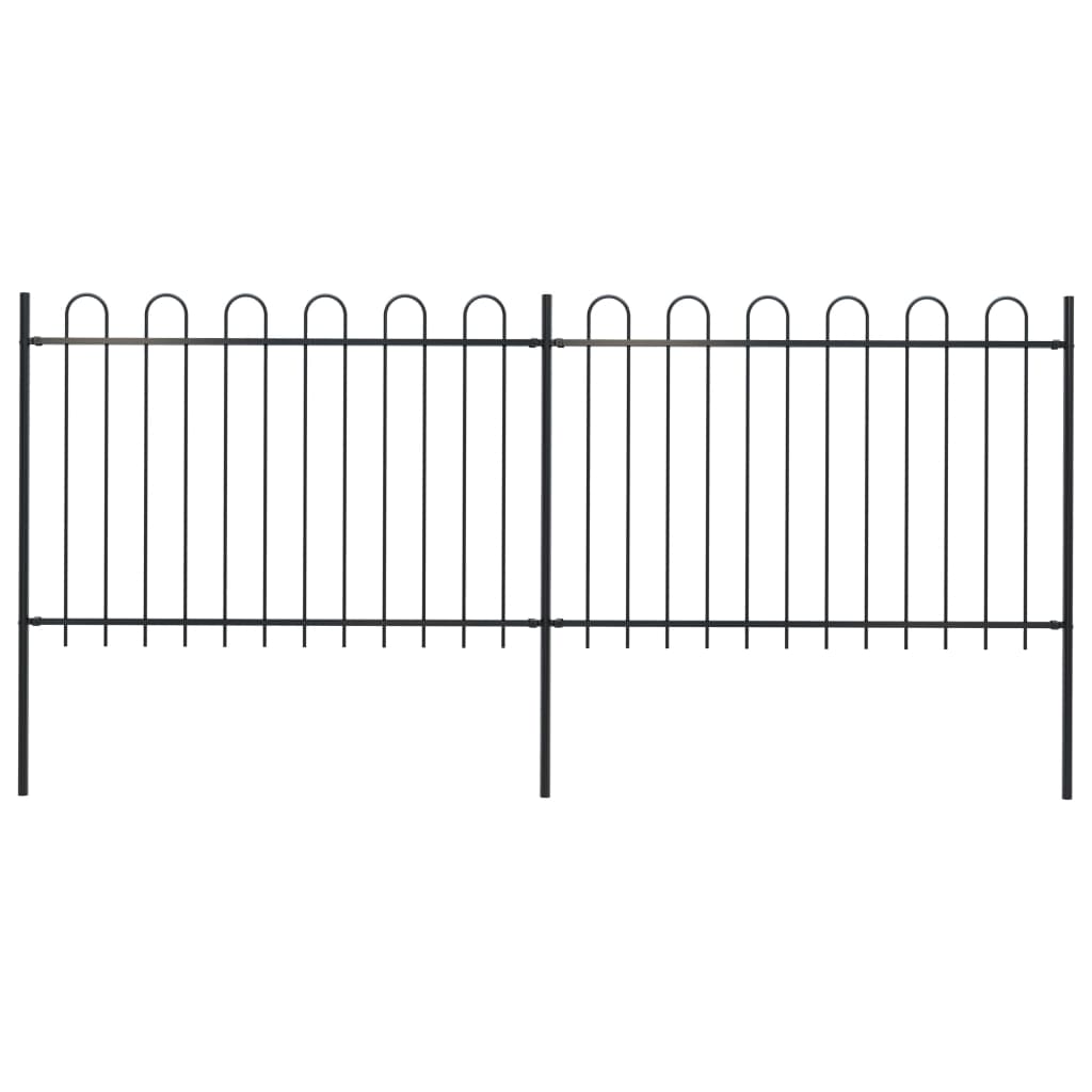 vidaXL Gartenzaun mit Bügel-Design Stahl 3,4 x 1,2 m Schwarz