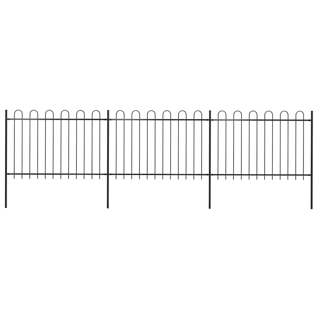 vidaXL Gartenzaun mit Rundbogen Stahl 537 cm Schwarz