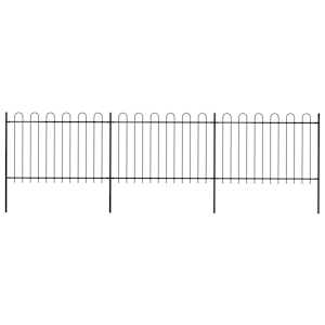 Zahradní plot s obloukem nahoře ocelový 537 x 120 cm černý - obrázek 1
