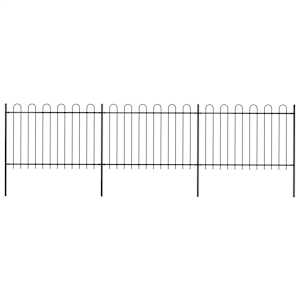 Vrtna ograja z obročem na vrhu jeklo 537x120 cm črna