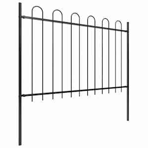 Zahradní plot s obloukem nahoře ocelový 537 x 120 cm černý - obrázek 2