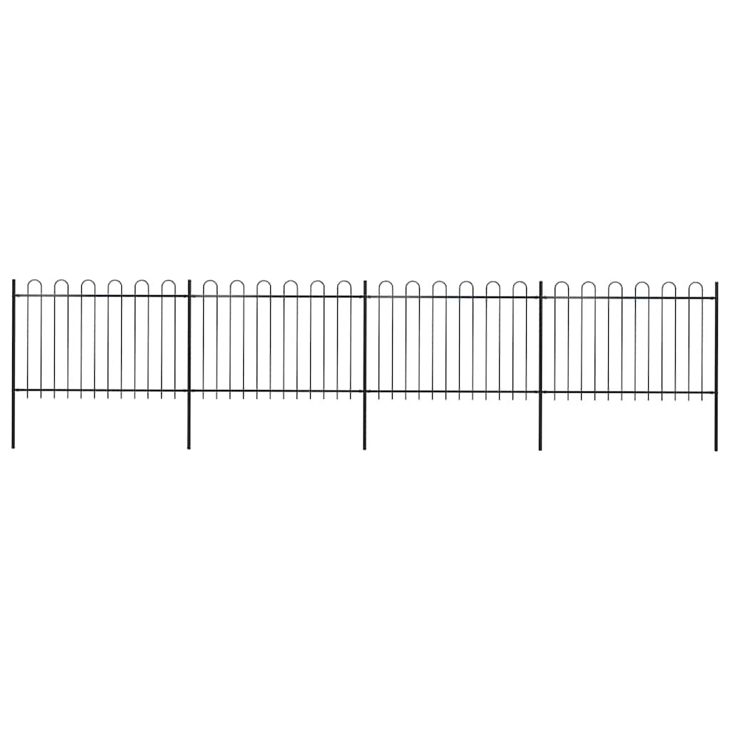 vidaXL Gartenzaun mit Rundbogen Stahl 714,5 x 120 cm Schwarz
