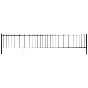 Zahradní plot s obloukem nahoře ocelový 714,5 x 120 cm černý - obrázek 1
