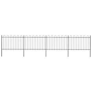 Vrtna ograja z obročem na vrhu jeklo 714,5 x 120 cm črna