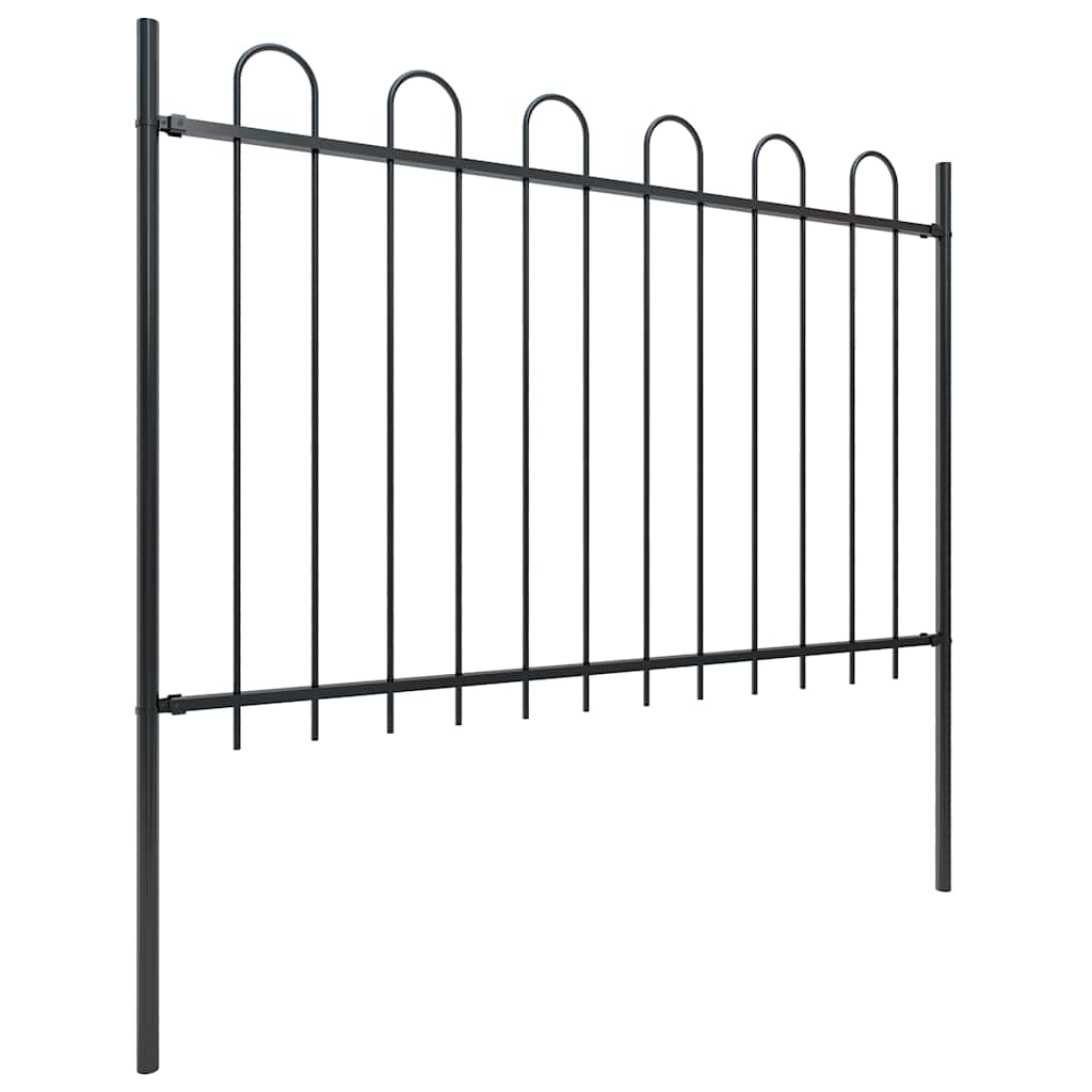 vidaXL fekete acélkerítés karikás tetejű 714,5 x 120 cm
