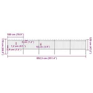 Zahradní plot s obloučky ocelový 8,5 x 1,2 m černý - obrázek 5