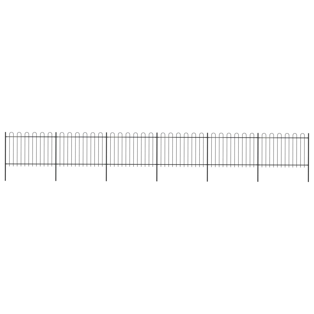 vidaXL Gard de grădină cu vârf curbat, negru, 10,2 x 1,2 m, oțel de la vidaxl imagine noua