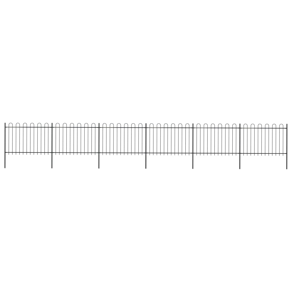 

vidaXL Garden Fence with Hoop Top Steel 33.5ft Black
