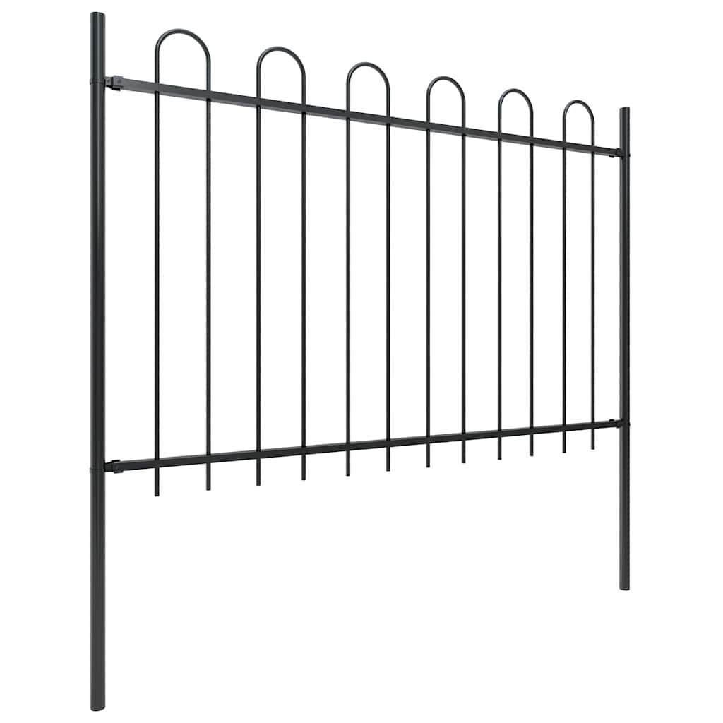 vidaXL Záhradný plot s oblúkom navrchu, oceľový 1248x120 cm, čierny
