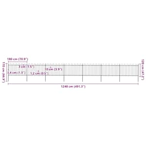 Zahradní plot s obloukem nahoře ocelový 1248 x 120 cm černý - obrázek 5