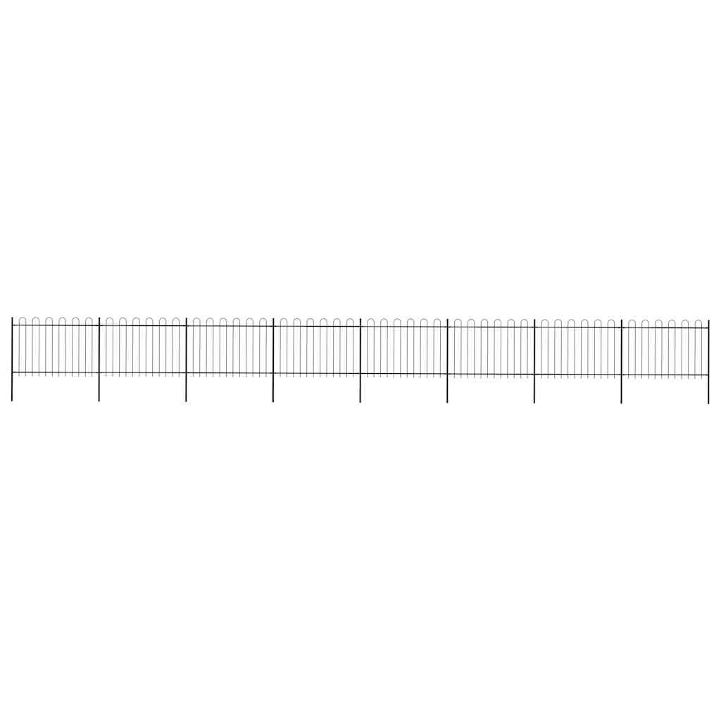 vidaXL Gartenzaun mit Bögen Stahl 1426 x 120 cm Schwarz