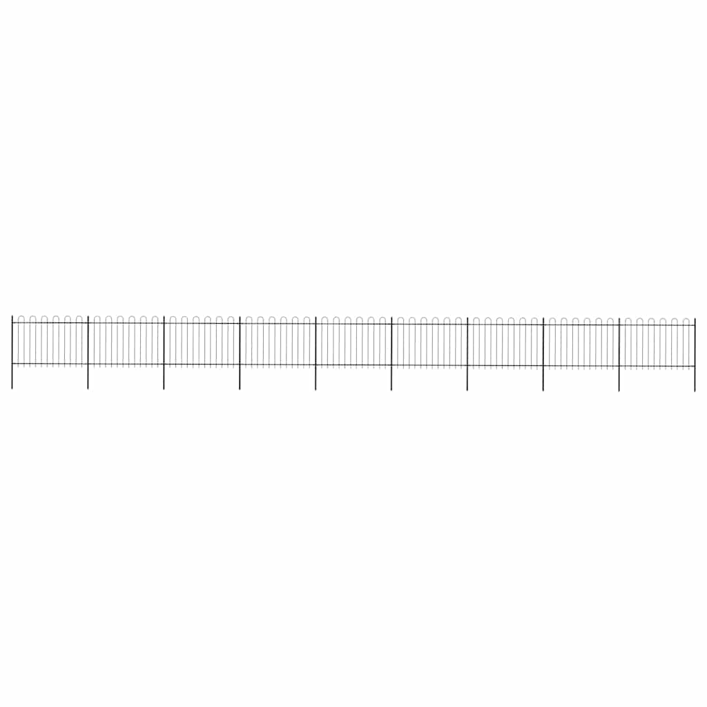 vidaXL Gartenzaun mit Bügel-Design Stahl 15,3 x 1,2 m Schwarz