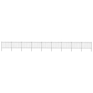Zahradní plot s obloukem nahoře ocelový 1603,5 x 120 cm černý - obrázek 1