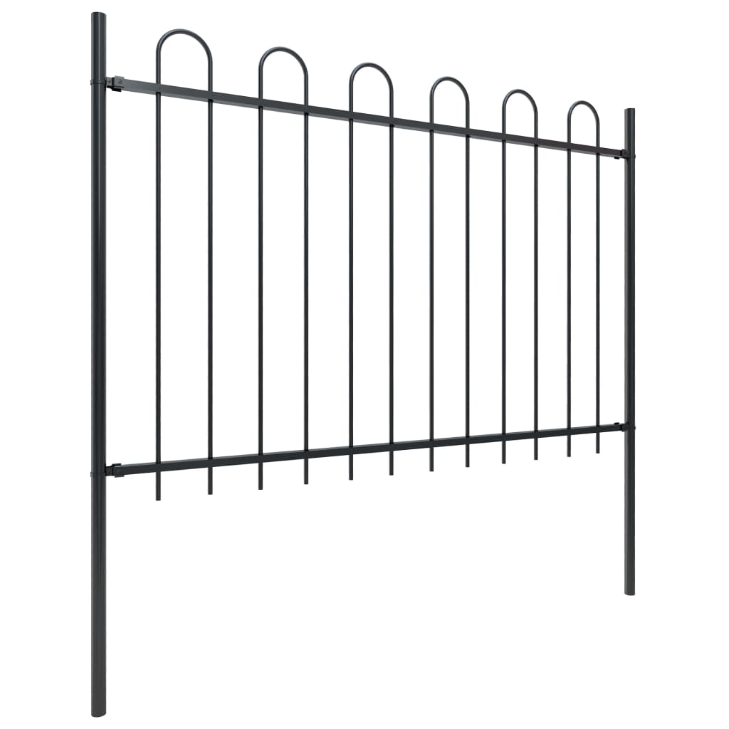 Zahradní plot s obloučky ocelový 15,3 x 1,2 m černý