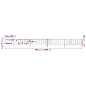 Zahradní plot s obloukem nahoře ocelový 1603,5 x 120 cm černý - obrázek 5