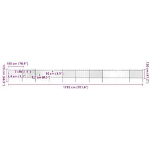 Zahradní plot s obloukem nahoře ocelový 1781,5 x 120 cm černý - obrázek 5