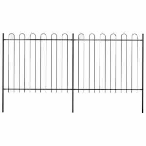 Zahradní plot s obloukem nahoře ocelový 359 x 150 cm černý - obrázek 1