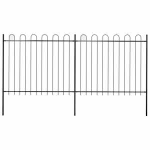 Vrtna ograja z obročem na vrhu jeklo 359x150 cm črna