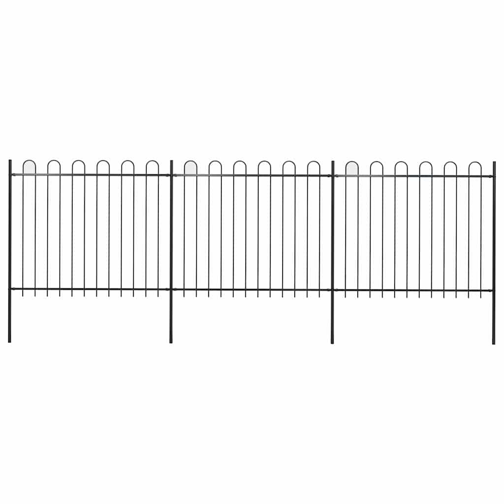 vidaXL Gartenzaun mit Bügel-Design Stahl 5,1 x 1,5 m Schwarz