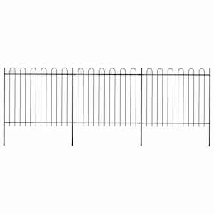 Vrtna ograja z obročem na vrhu jeklo 537x150 cm črna