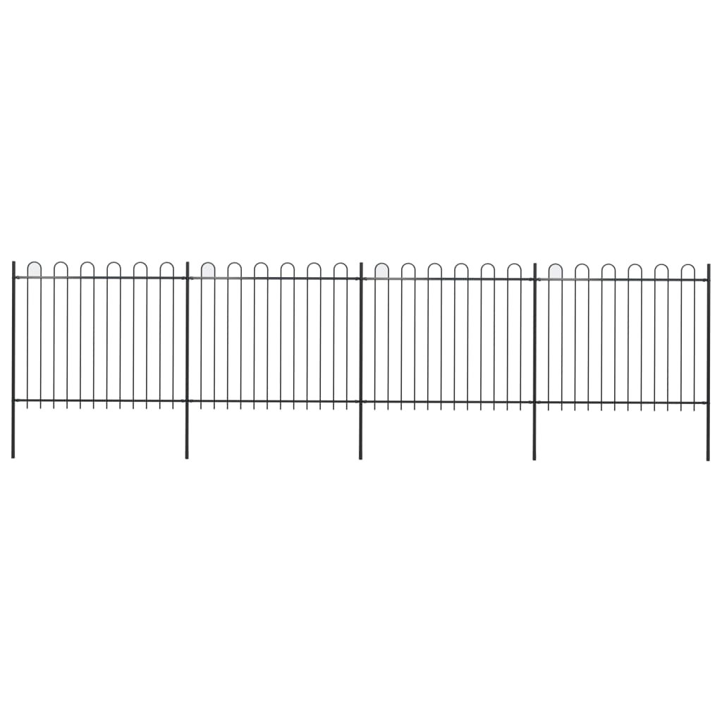 vidaXL Zahradní plot s obloučky ocelový 6,8 x 1,5 m černý