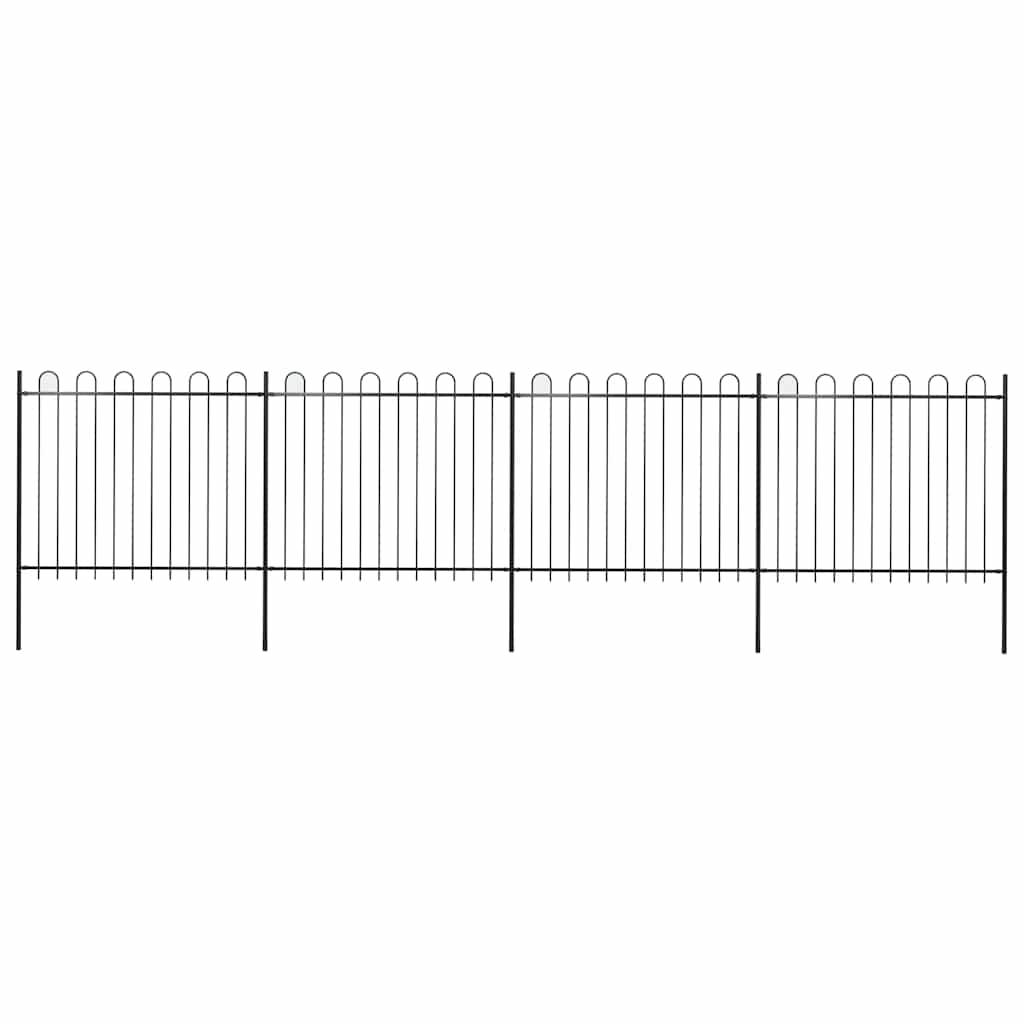 vidaXL Zahradní plot s obloukem nahoře ocelový 714,5 x 150 cm černý