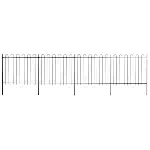 Zahradní plot s obloukem nahoře ocelový 714,5 x 150 cm černý - obrázek 1