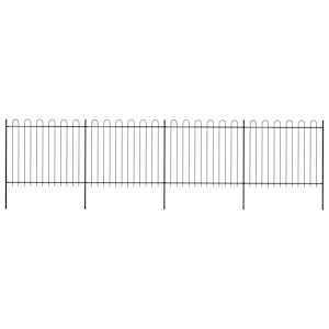 Vrtna ograja z obročem na vrhu jeklo 714,5 x 150 cm črna